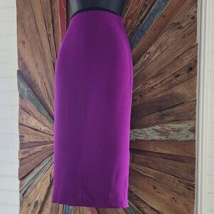 Victoria Beckham zipper magenta midi wool/silk skirt Sz 4 Made in England